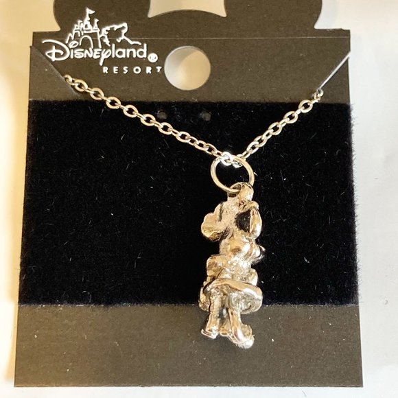 Silver Minnie Mouse Necklace Vintage Pendant Plated 18" Disney Disneyana Mickey - Picture 6 of 9